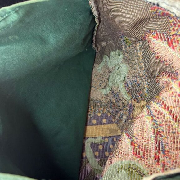 Vintage Tapestry Cat Christmas Tote Bag With Green Back & Handles - Picture 8 of 10